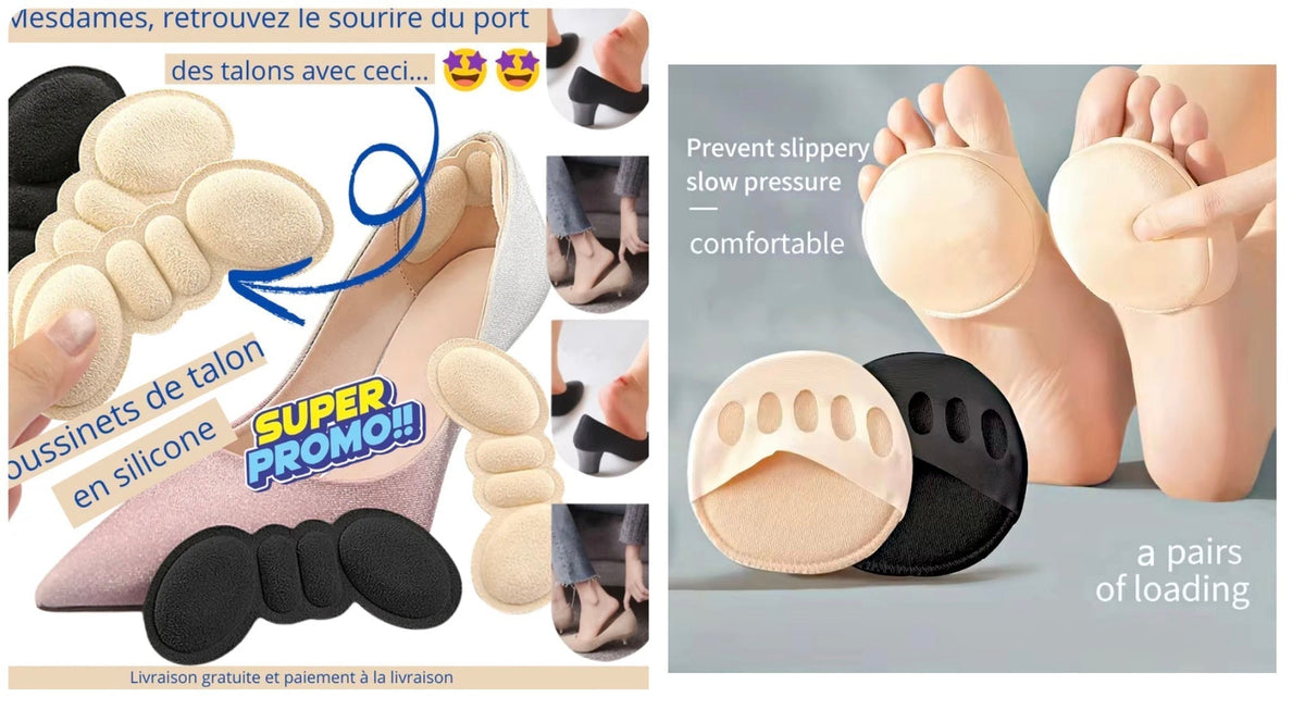 PACK DE 02 PAIRES DE COUSSINET DE TALON ANTI DOULEURS