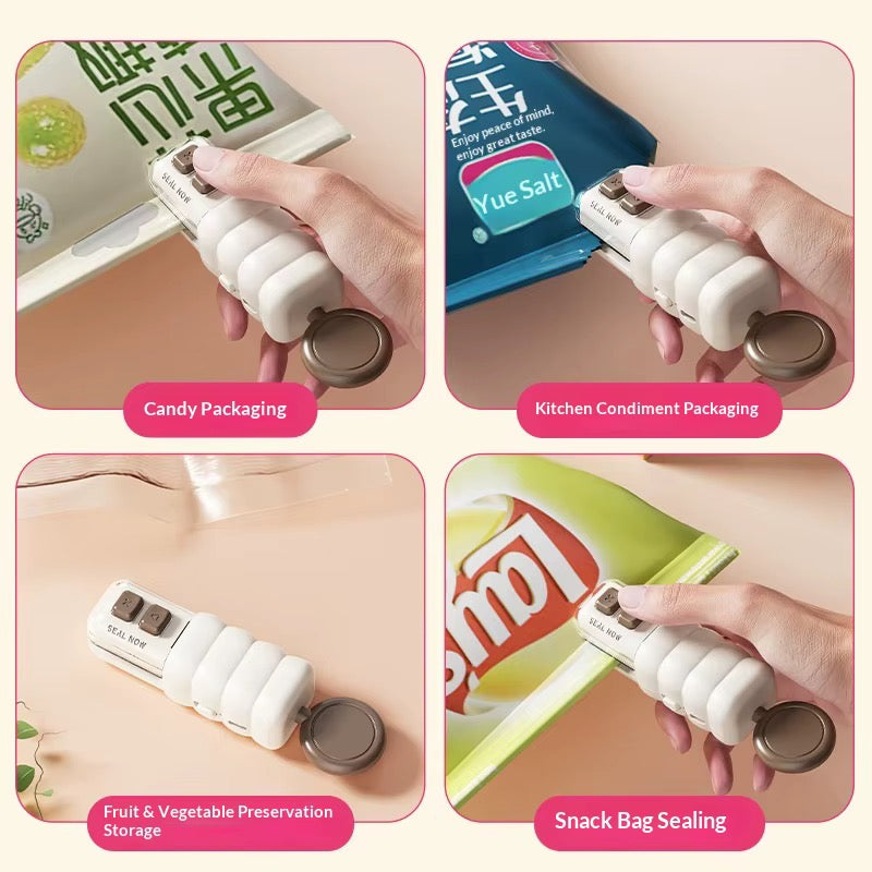 Scelleuse de sacs mini rechargeable, scelleuse thermique 3-en-1 avec ouvre-bouteille et aimant