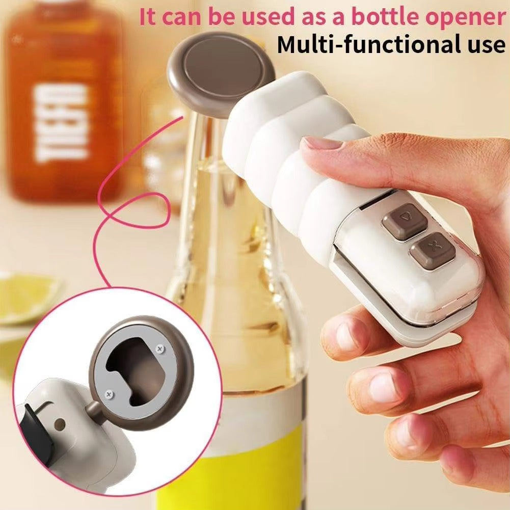Scelleuse de sacs mini rechargeable, scelleuse thermique 3-en-1 avec ouvre-bouteille et aimant