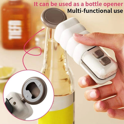 Scelleuse de sacs mini rechargeable, scelleuse thermique 3-en-1 avec ouvre-bouteille et aimant