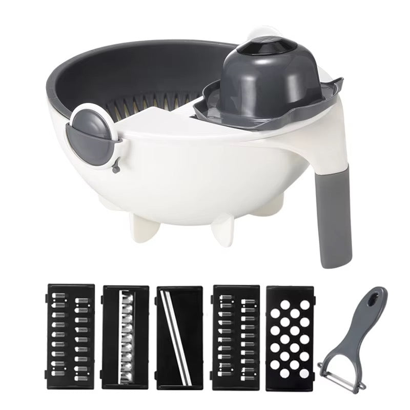 COUPE-LÉGUMES MULTIFONCTION AVEC PANIER ÉGOUTTOIR