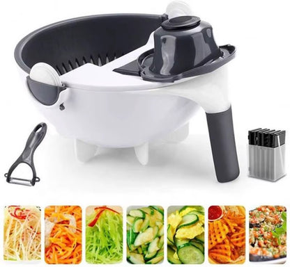 COUPE-LÉGUMES MULTIFONCTION AVEC PANIER ÉGOUTTOIR