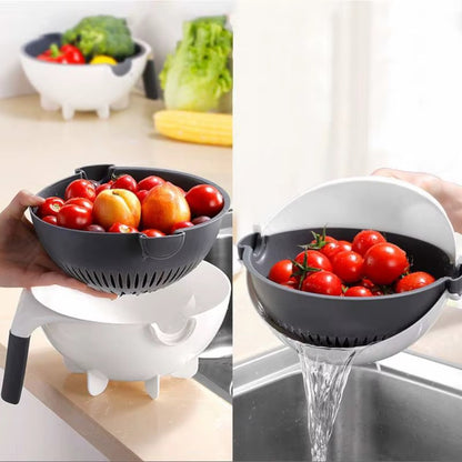 COUPE-LÉGUMES MULTIFONCTION AVEC PANIER ÉGOUTTOIR
