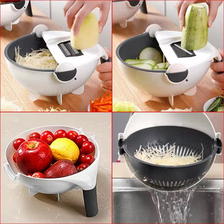 COUPE-LÉGUMES MULTIFONCTION AVEC PANIER ÉGOUTTOIR