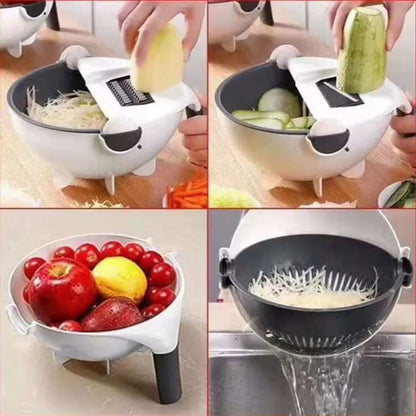 COUPE-LÉGUMES MULTIFONCTION AVEC PANIER ÉGOUTTOIR