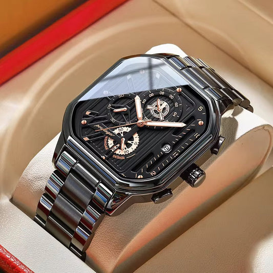 POEDAGAR 628 Montre de luxe décontractée pour homme à quartz Chronographe tendance en acier inoxydable Date lumineuse étanche Cadeaux pour hommes Montre-bracelet Pro