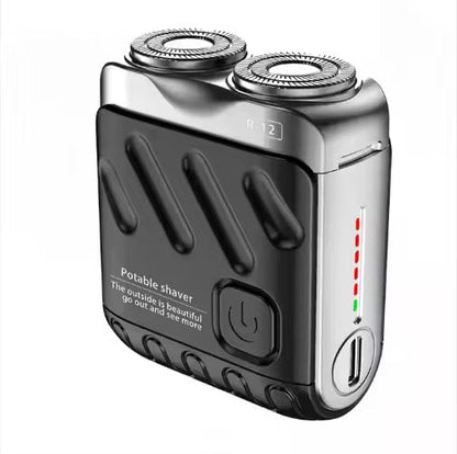 Rasoir Électrique à Double Lame Rotative, Mini Modèle Étanche Rechargeable par USB