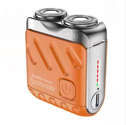 Rasoir Électrique à Double Lame Rotative, Mini Modèle Étanche Rechargeable par USB