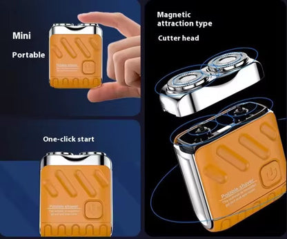 Rasoir Électrique à Double Lame Rotative, Mini Modèle Étanche Rechargeable par USB