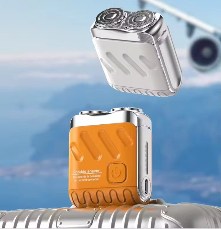 Rasoir Électrique à Double Lame Rotative, Mini Modèle Étanche Rechargeable par USB