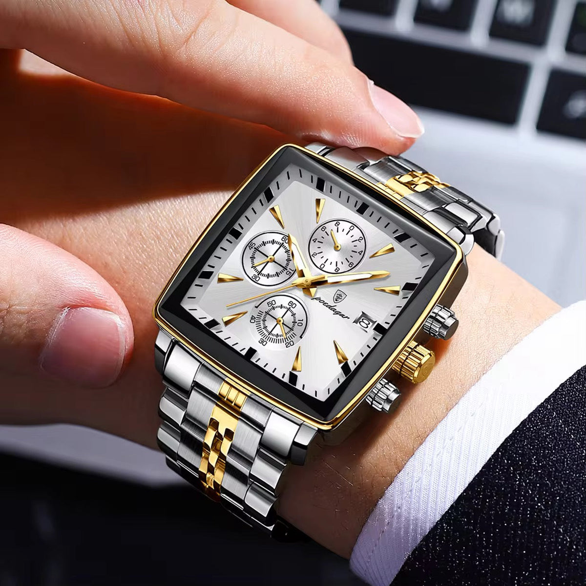 POEDAGAR 866 Nouvelle montre de luxe étanche pour homme Montre à quartz chronographe lumineuse de sport pour hommes Montres pour hommes en acier inoxydable
