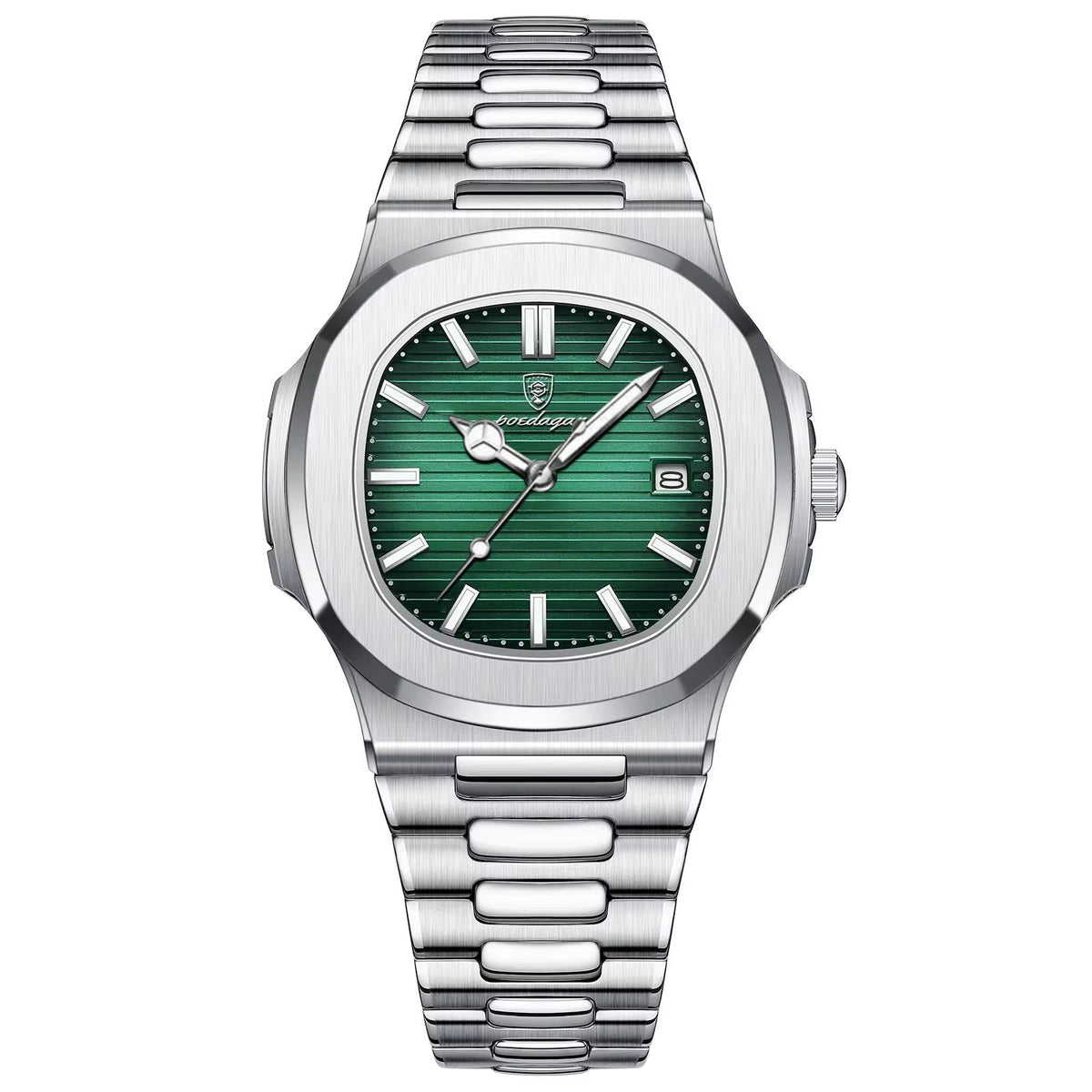 Poedagar 613 montre pour hommes de luxe décontracté mode cadran carré en acier inoxydable lumineux étanche avec fonction calendrier horloge masculine