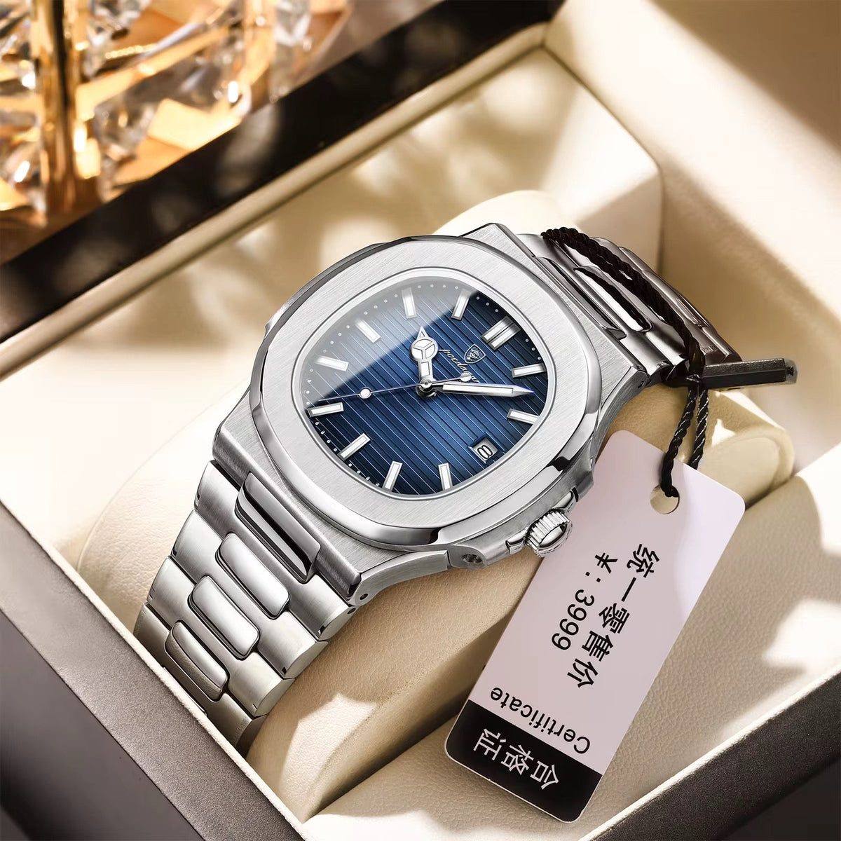 Poedagar 613 montre pour hommes de luxe décontracté mode cadran carré en acier inoxydable lumineux étanche avec fonction calendrier horloge masculine