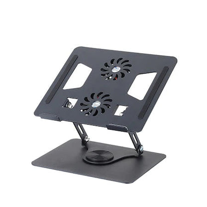 Support pliable pour ordinateur portable rotatif à 360° avec 2 ventilateurs cmr