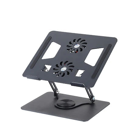 Support pliable pour ordinateur portable rotatif à 360° avec 2 ventilateurs cmr