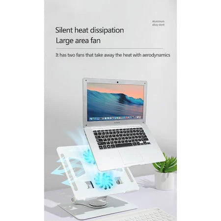 Support pliable pour ordinateur portable rotatif à 360° avec 2 ventilateurs cmr