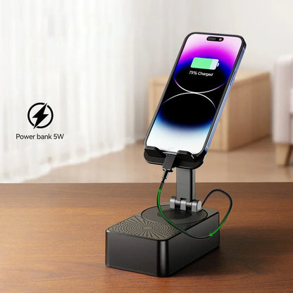 3-en-1 Support de téléphone , Powerbank et haut parleur Bluetooth