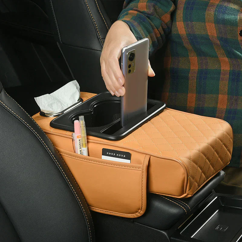 Organiseur Accoudoir Multifonction avec Porte-Gobelet