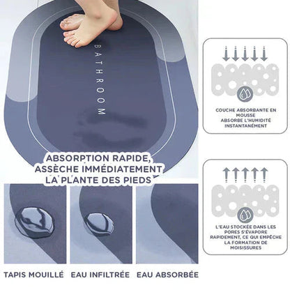 Tapis de Douche Ultra-Absorbant et Anti-Dérapant - Fini les Tapis Mouillés PRO ( 40 CM SUR 60 CM )