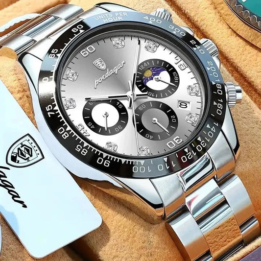 Hot POEDAGAR 629 montre de luxe pour hommes haute lumineuse étanche chronographe montre pour hommes en acier inoxydable hommes montres à Quartz Reloj Abs