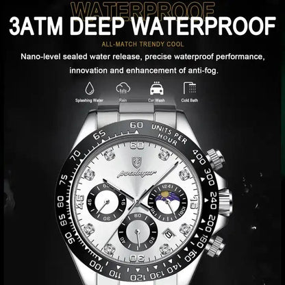 Hot POEDAGAR 629 montre de luxe pour hommes haute lumineuse étanche chronographe montre pour hommes en acier inoxydable hommes montres à Quartz Reloj