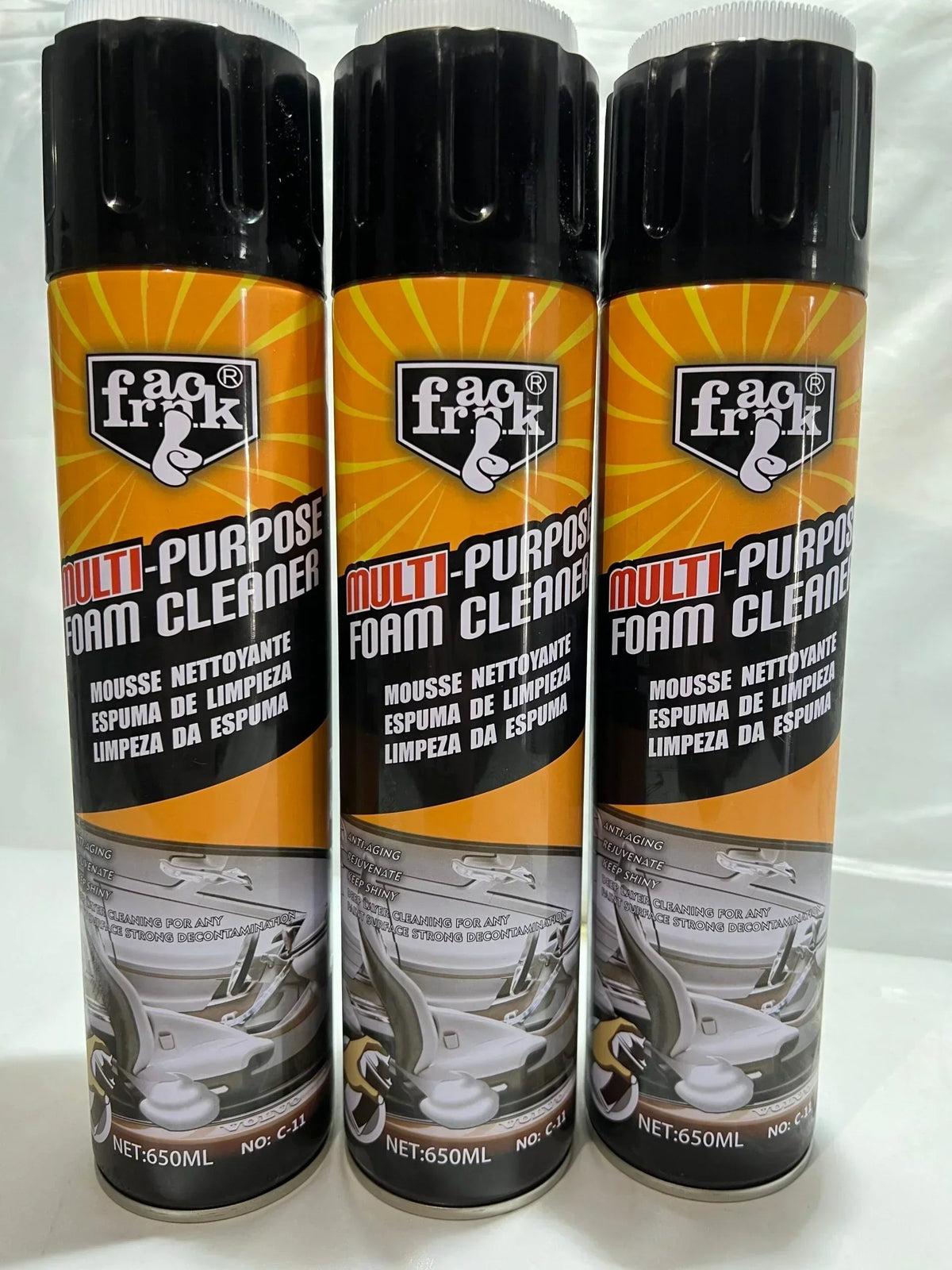 Mousse nettoyante à usages multiples, Spray de nettoyage pour intérieur de voiture et de maisont binin